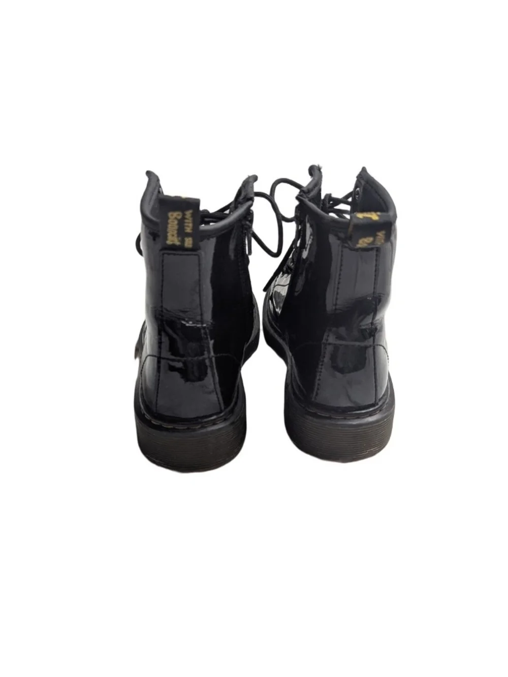 Dr Martens 1460 Air Walk  Kids Black Patent Leather Lace Up Combat Boots Size 2